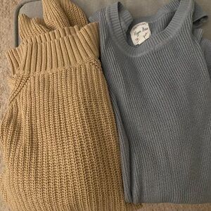 Knit Sweater Set in Beige and Blue